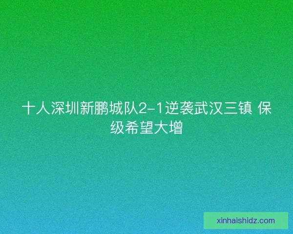 十人深圳新鹏城队2-1逆袭武汉三镇 保级希望大增